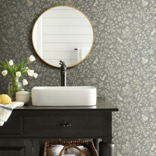 Fox & Hare Grey Wallpaper