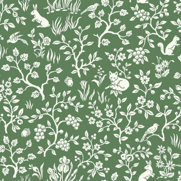 Fox & Hare Forest Green Wallpaper