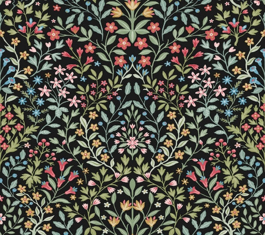 Garden Black & Multicolor Terrace Wallpaper