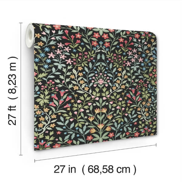 Garden Black & Multicolor Terrace Wallpaper