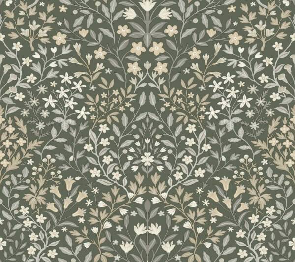 Garden Terrace Olive Wallpaper