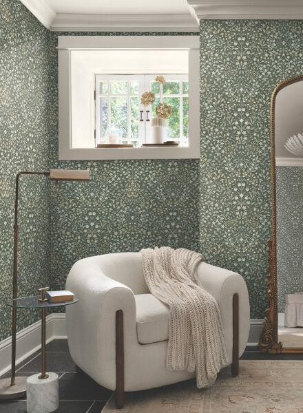 Garden Terrace Olive Wallpaper