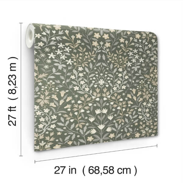 Garden Terrace Olive Wallpaper