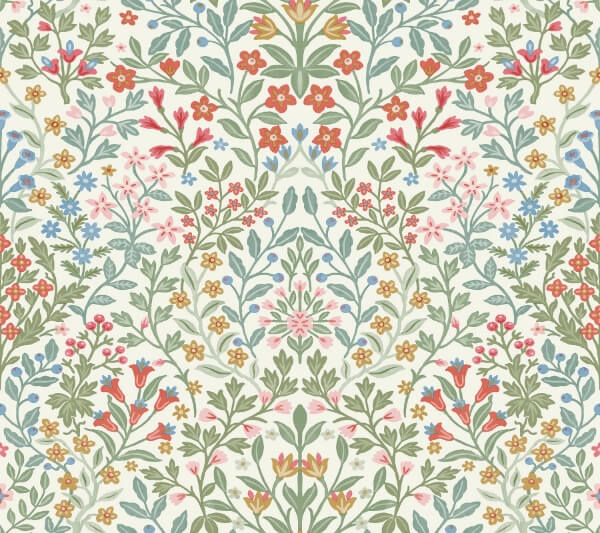 Garden White & Multicolor Terrace Wallpaper