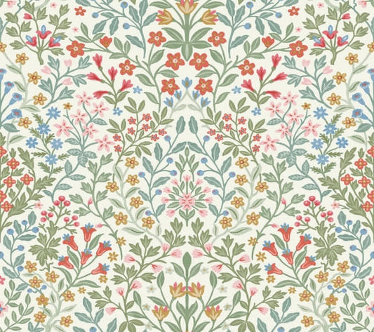 Garden White & Multicolor Terrace Wallpaper