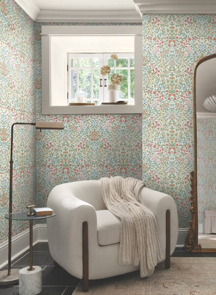 Garden White & Multicolor Terrace Wallpaper