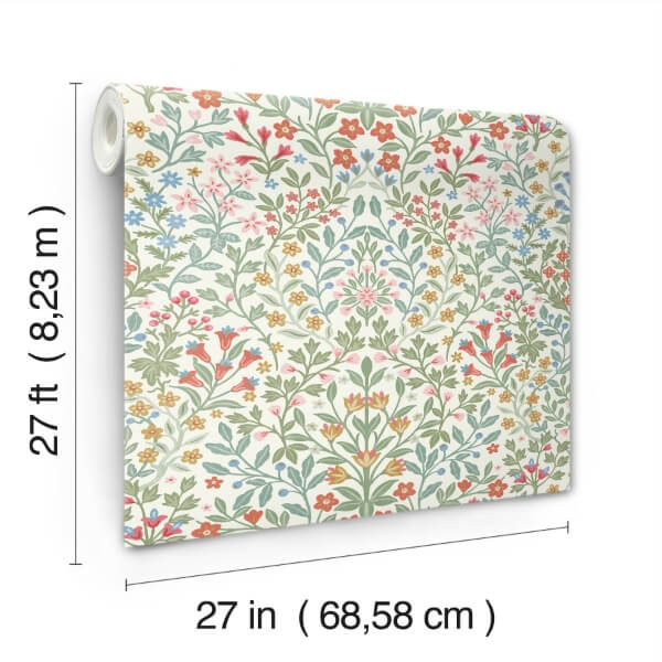 Garden White & Multicolor Terrace Wallpaper