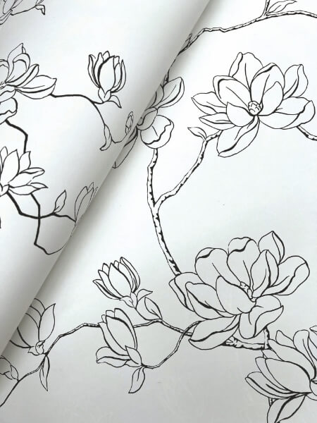 Magnolia Black Branches Wallpaper