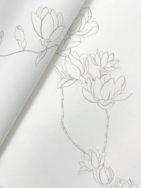 Magnolia Beige Branches Wallpaper