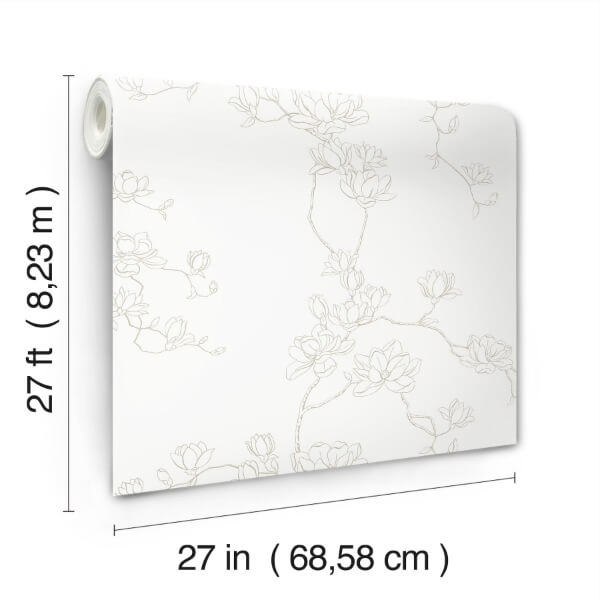 Magnolia Beige Branches Wallpaper