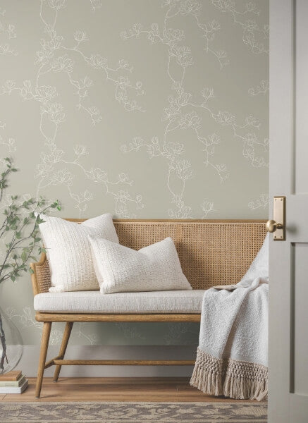 Magnolia Taupe Branches Wallpaper