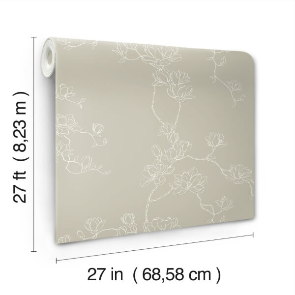 Magnolia Taupe Branches Wallpaper