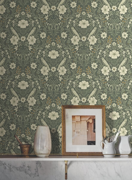 Colette Olive Wallpaper