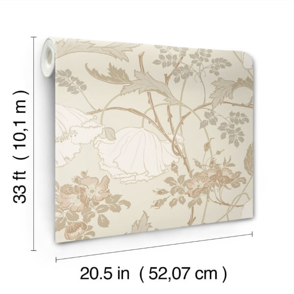 Gwendolyn Neutral & Coral Wallpaper