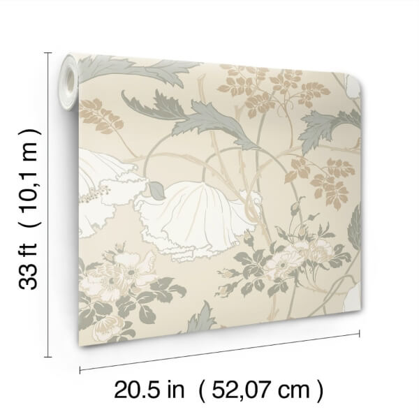 Gwendolyn Ivory & Grey Wallpaper