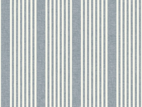 French Navy Linen Stripe Wallpaper