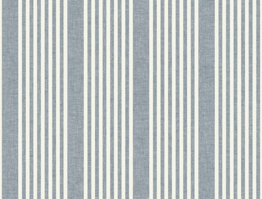 French Navy Linen Stripe Wallpaper