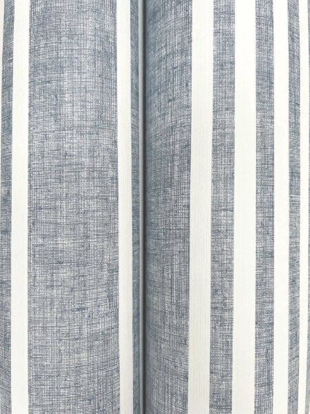 French Navy Linen Stripe Wallpaper