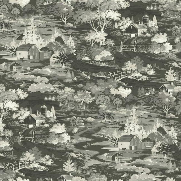 Homestead Black & Grey Wallpaper