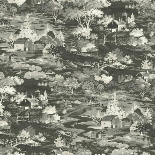 Homestead Black & Grey Wallpaper