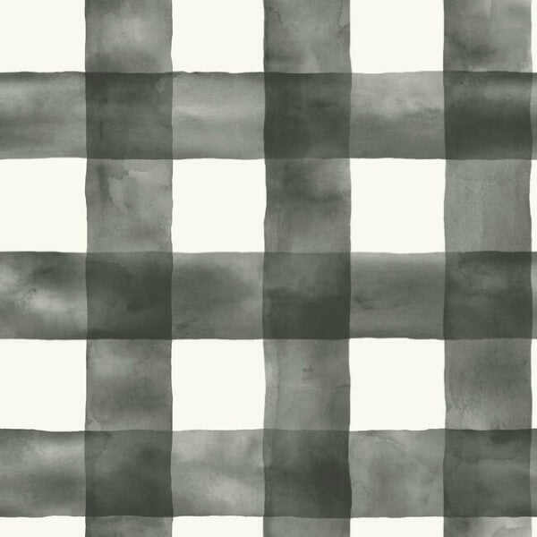 Watercolor Check Black & White Wallpaper
