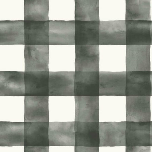 Watercolor Check Black & White Wallpaper