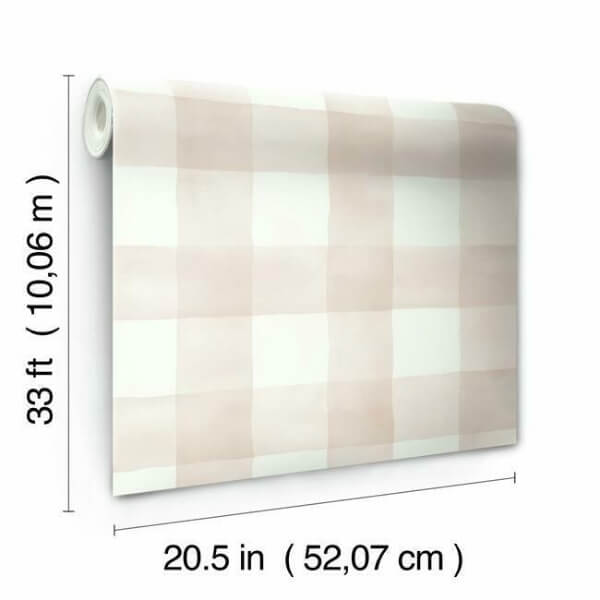Watercolor Check Pink & White Wallpaper