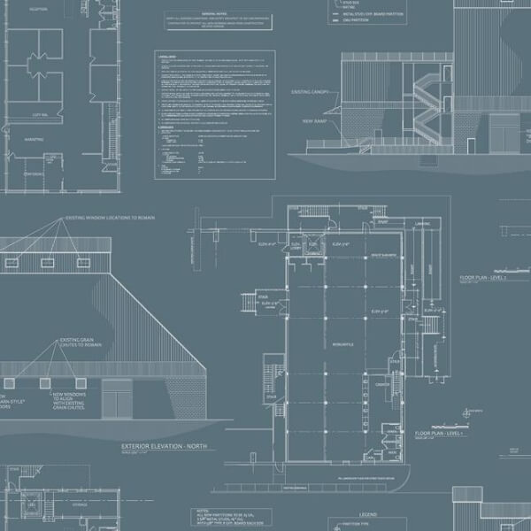 The Market Blue & White Wallpaper
