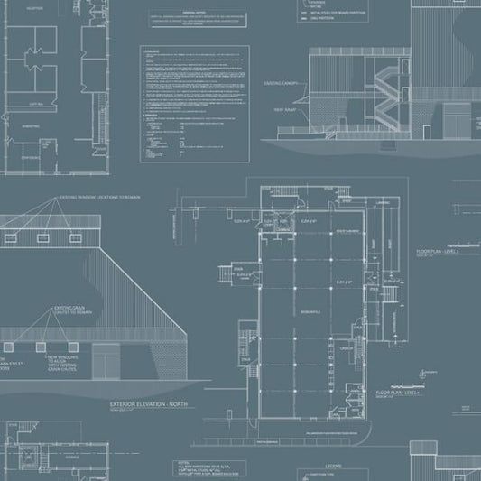 The Market Blue & White Wallpaper