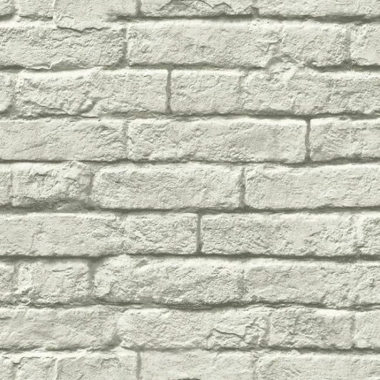 Brick & Mortar Grey & White Wallpaper