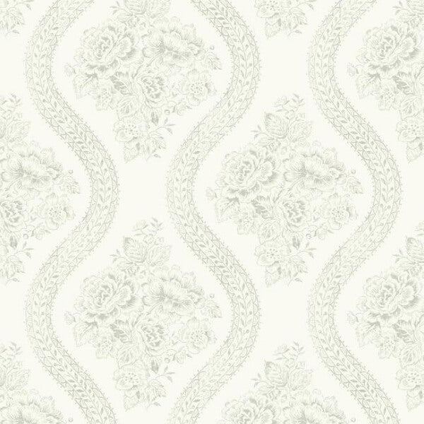 Coverlet Floral Grey & Off White Wallpaper