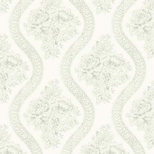 Coverlet Floral Grey & Off White Wallpaper