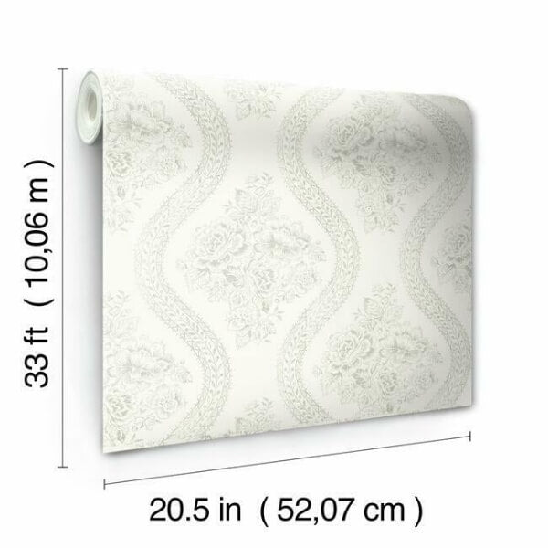 Coverlet Floral Grey & Off White Wallpaper