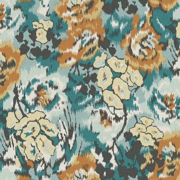 Flower Pot Teal & Orange Wallpaper