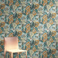 Flower Pot Teal & Orange Wallpaper