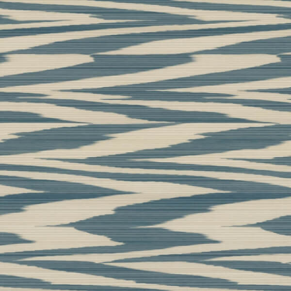 Flamed Zigzag Blue & Cream Wallpaper