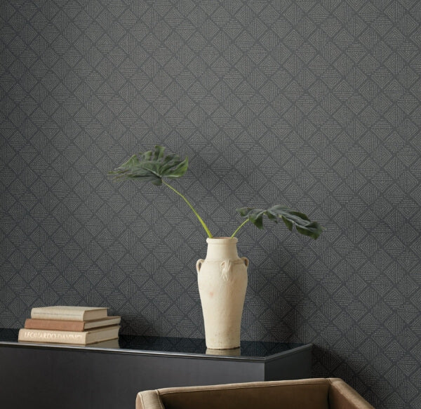 Center Square Charcoal Wallpaper