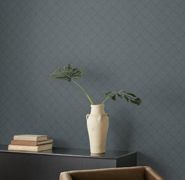 Center Square Indigo Wallpaper