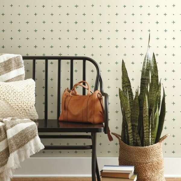 Cross Stitch Green Wallpaper