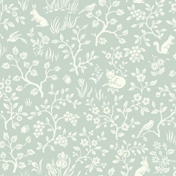 Fox & Hare Green Wallpaper