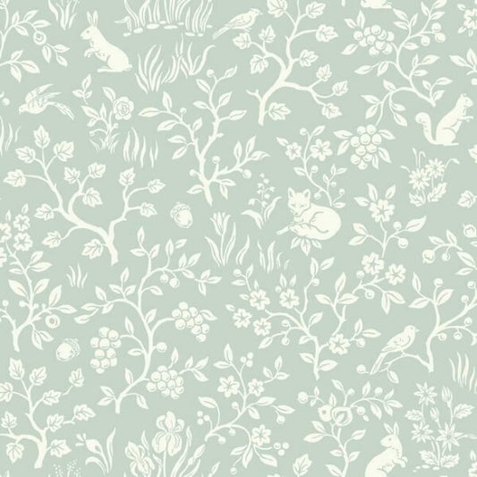 Fox & Hare Green Wallpaper