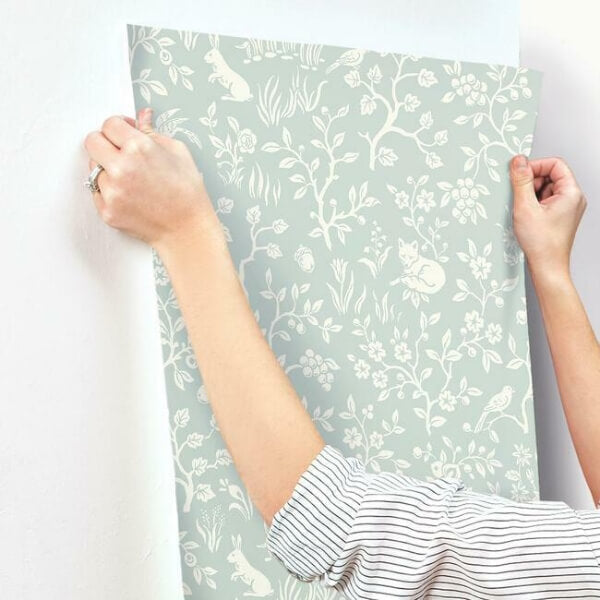 Fox & Hare Green Wallpaper