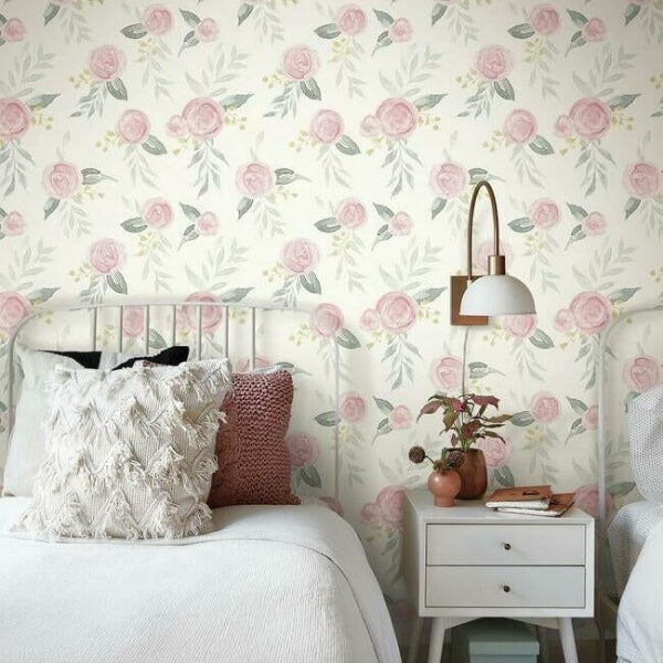 Watercolor Roses Pink Wallpaper