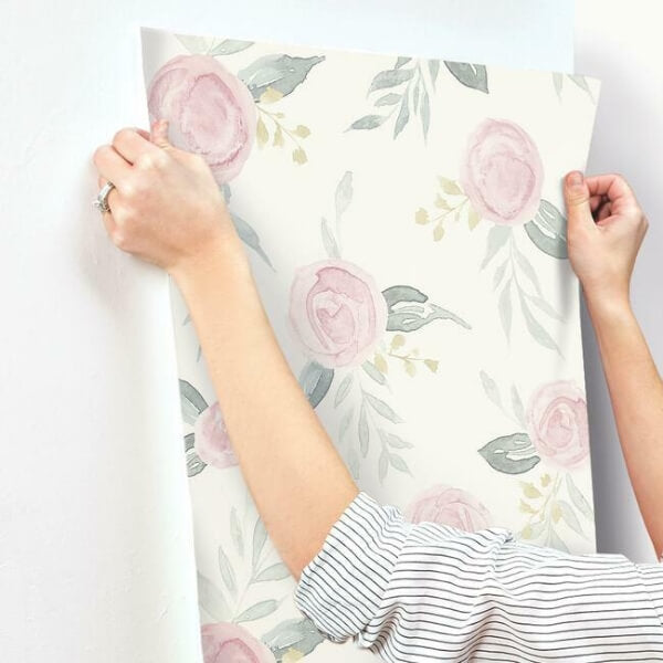 Watercolor Roses Pink Wallpaper