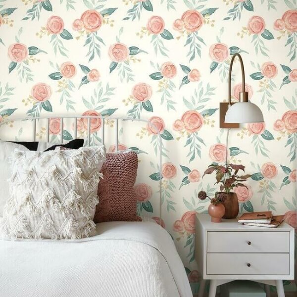 Watercolor Roses Red Wallpaper