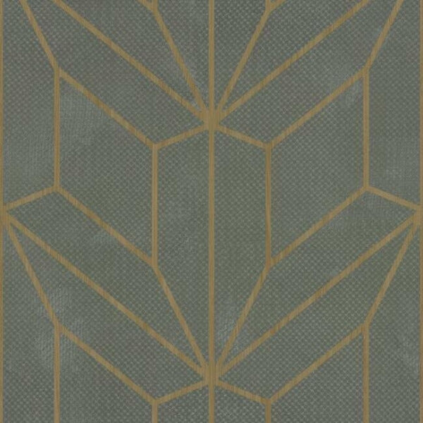 Hammered Diamond Inlay Grey & Wood Wallpaper