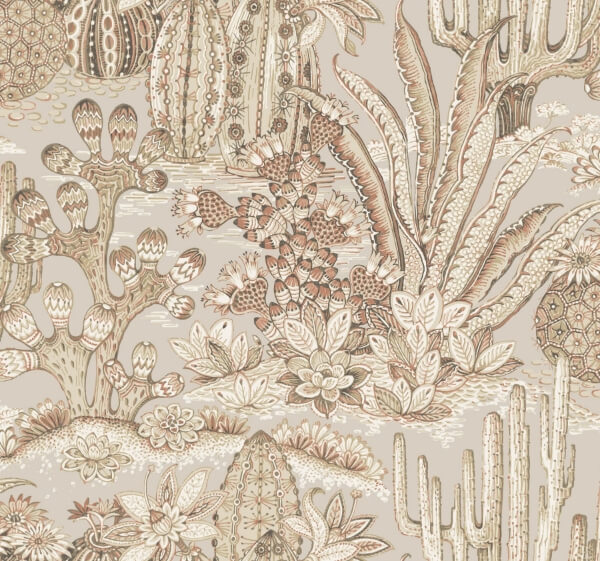Lotus Land Cacti Baked Clay Wallpaper