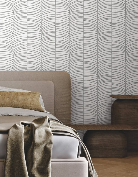 Cascade Palm Chevron Onyx Wallpaper