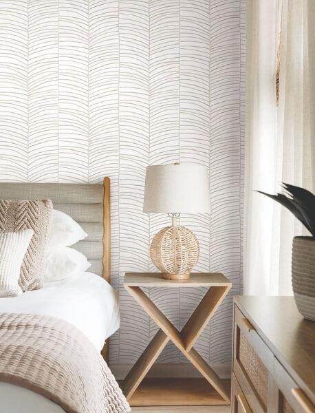 Cascade Palm Chevron Dune Wallpaper
