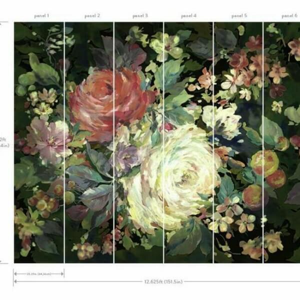 Impressionist Floral Red Wall Mural